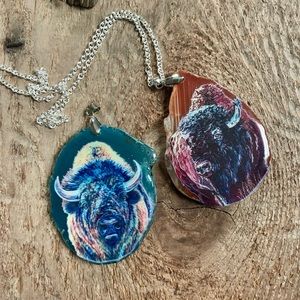 Yellowstone necklace, yellowstone bison, bison necklace, Buffalo necklace, west